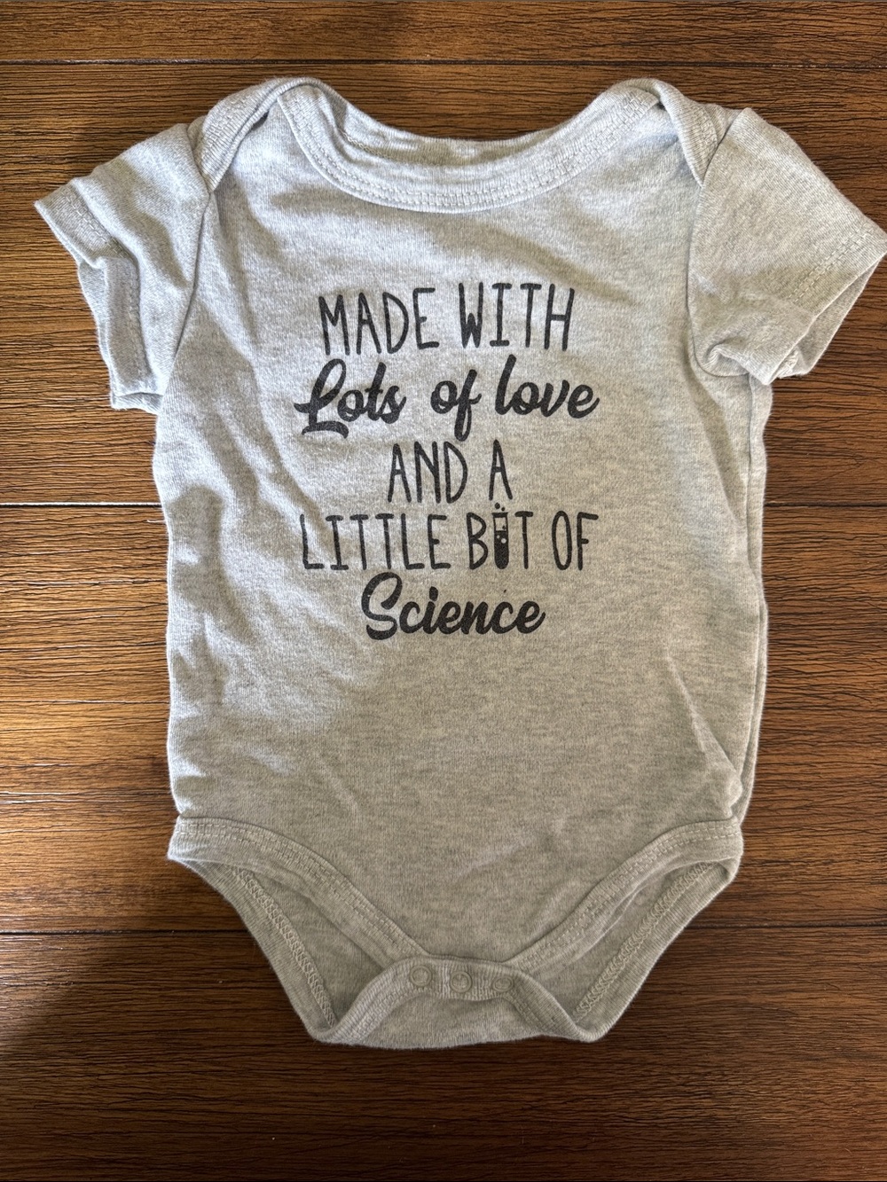 Baby Essentials Gray Baby Bodysuit with Script Print